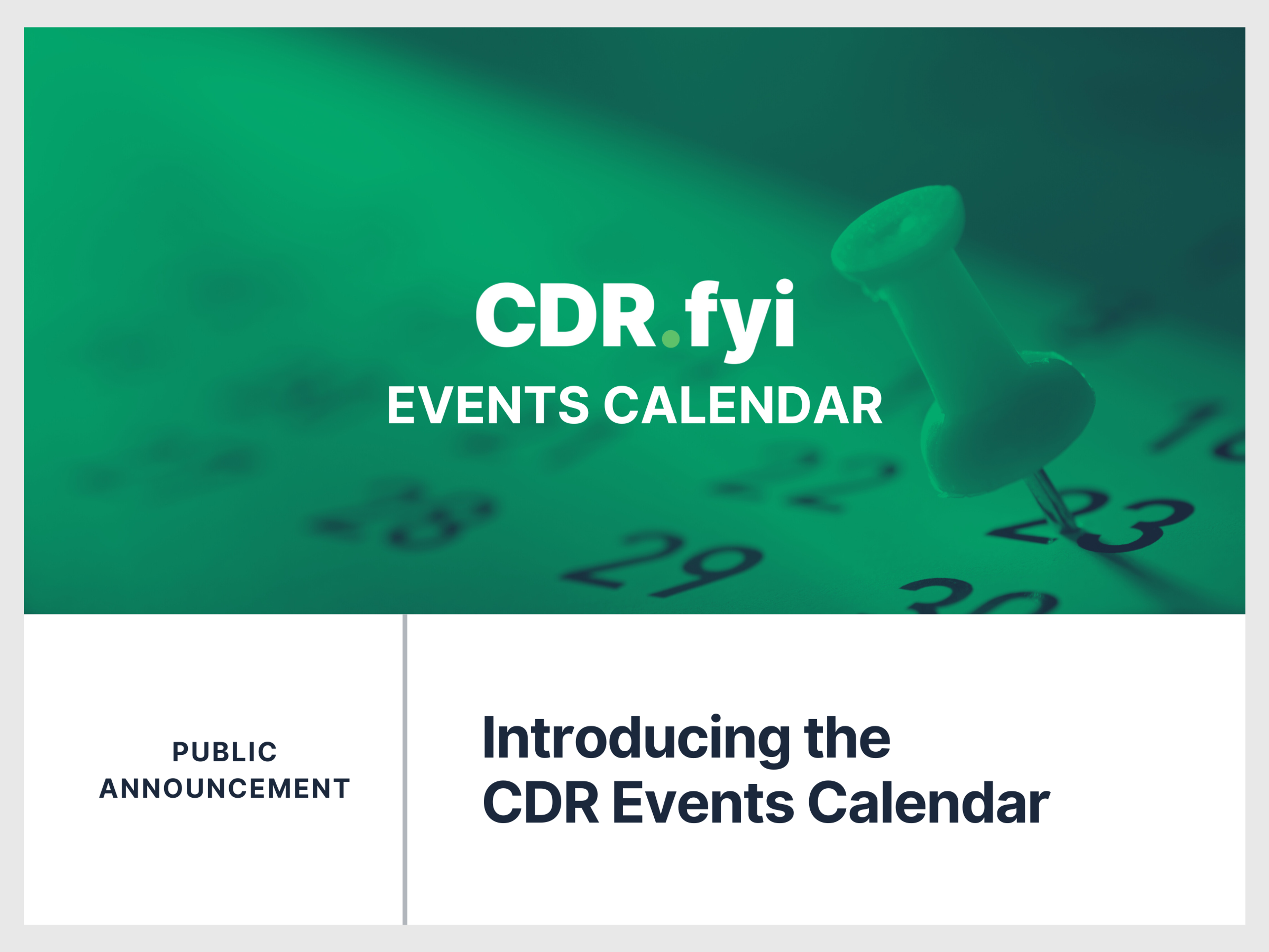 Introducing the CDR Events Calendar 📅 blog post image