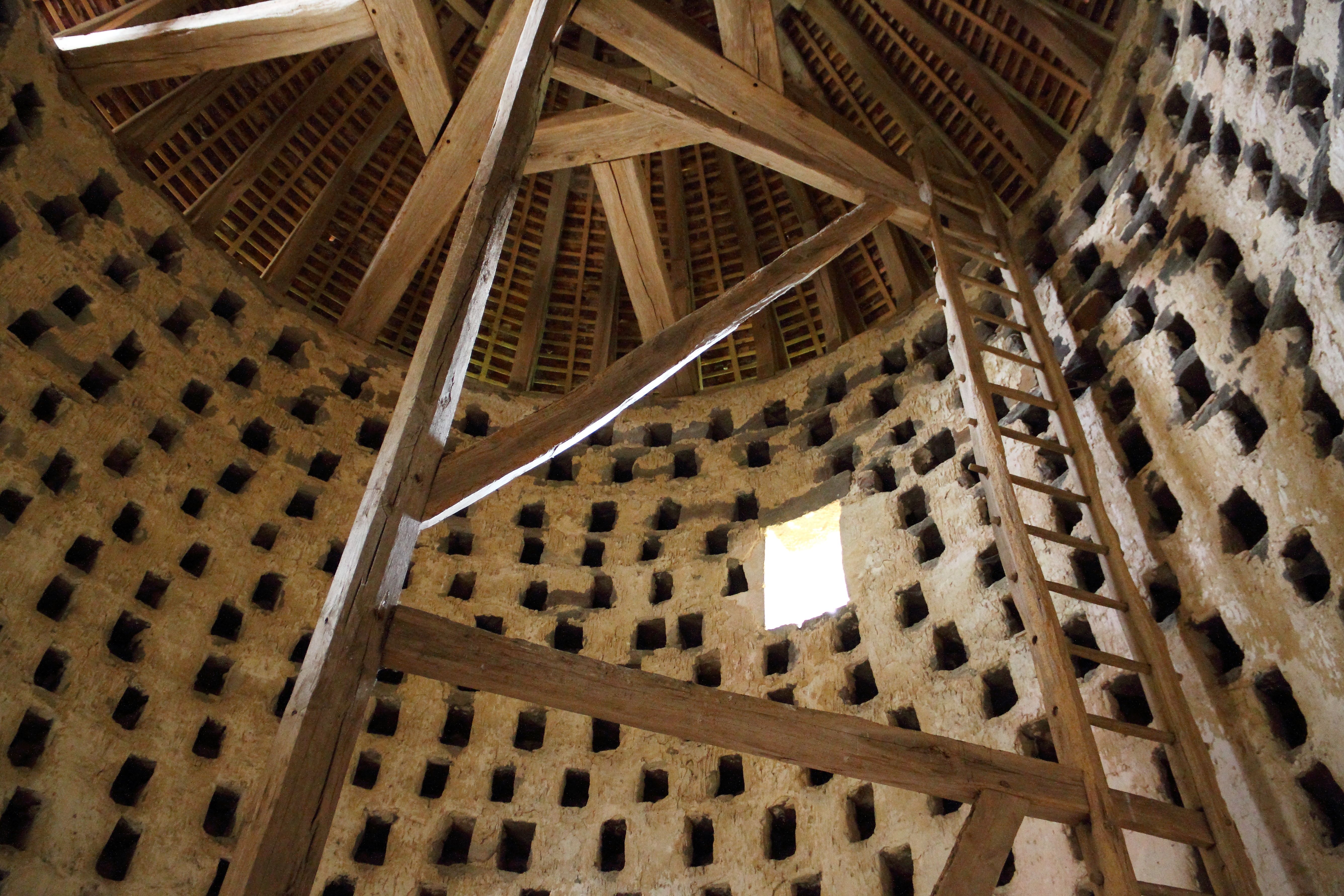 Inside a dovecote