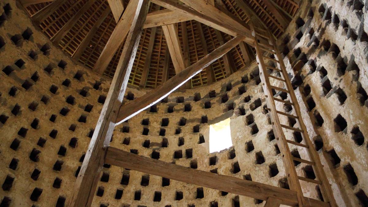 Inside a dovecote