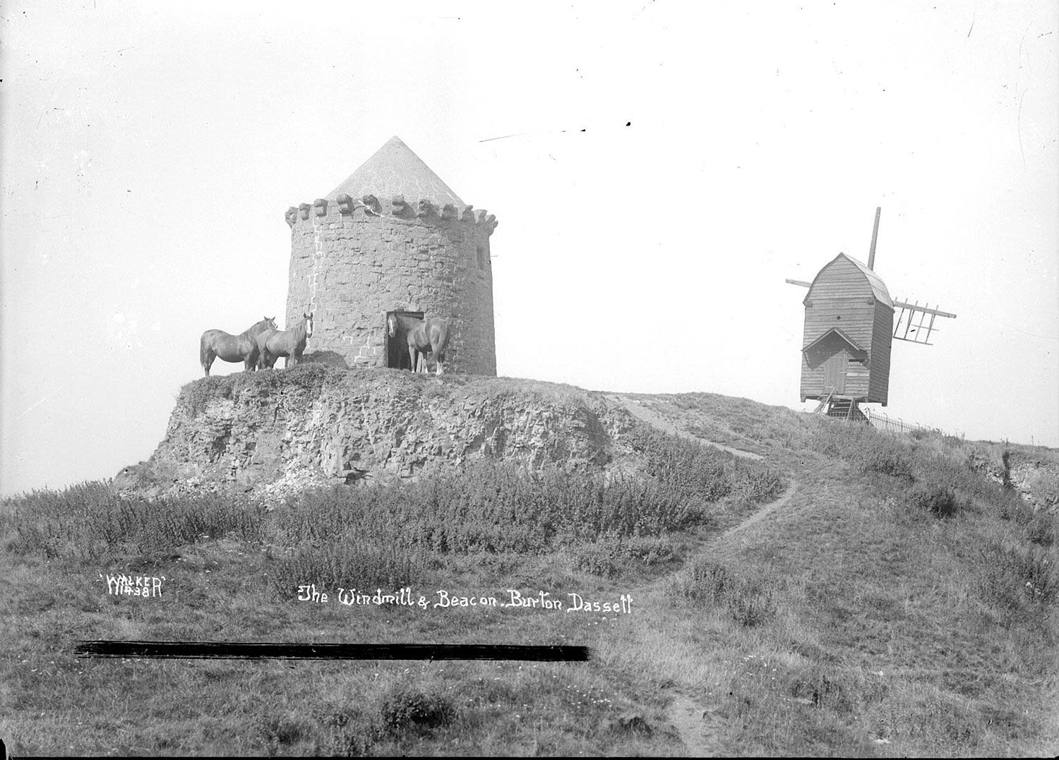 Historic photograph of Burton Dassett beacon