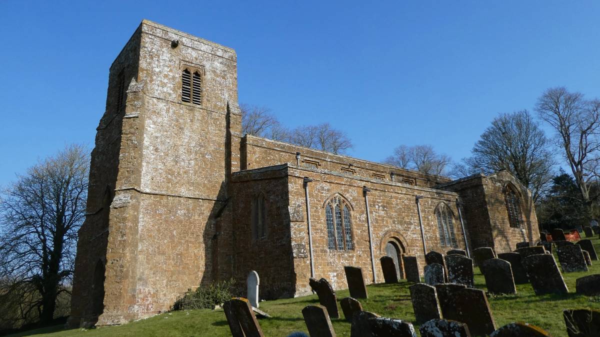 Exterior of All Saints Church, Burton Dassett, 2018