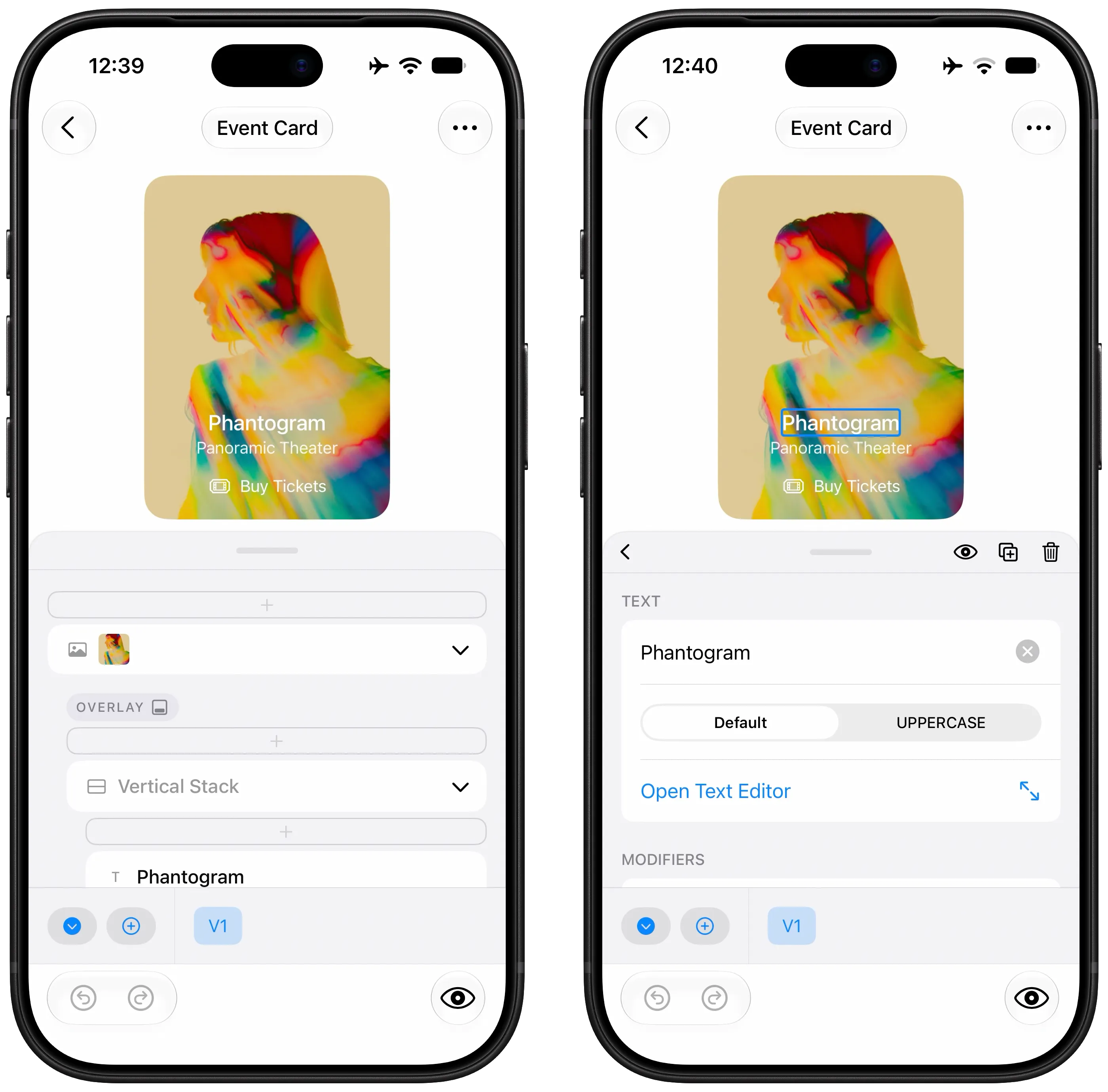 The editor on iPhone