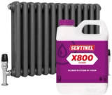 Sentinel X800 system cleaner beside a column radiator