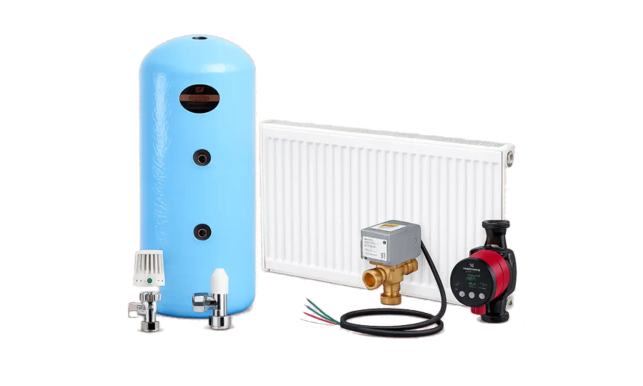 Hot water cylinder, radiator, valve and pump