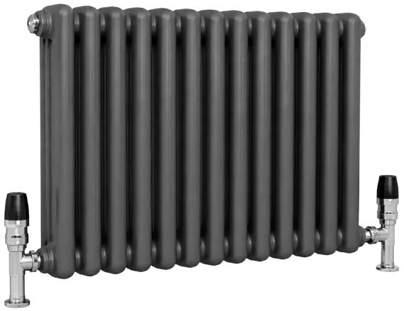 Anthracite column radiator with valves