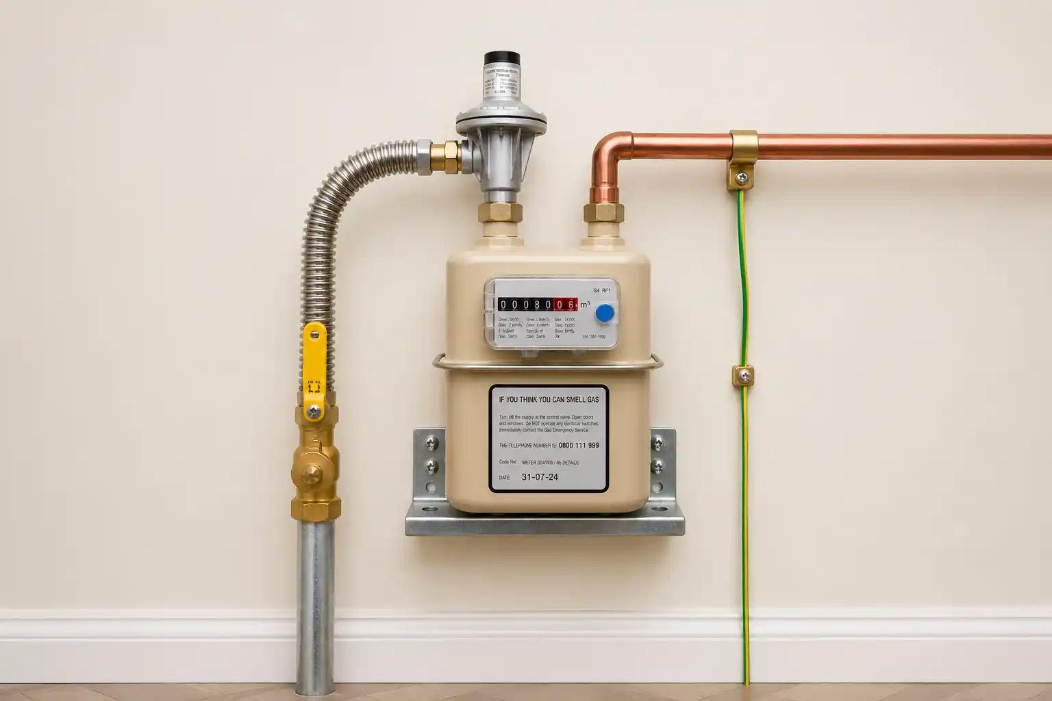 Gas meter with copper pipework