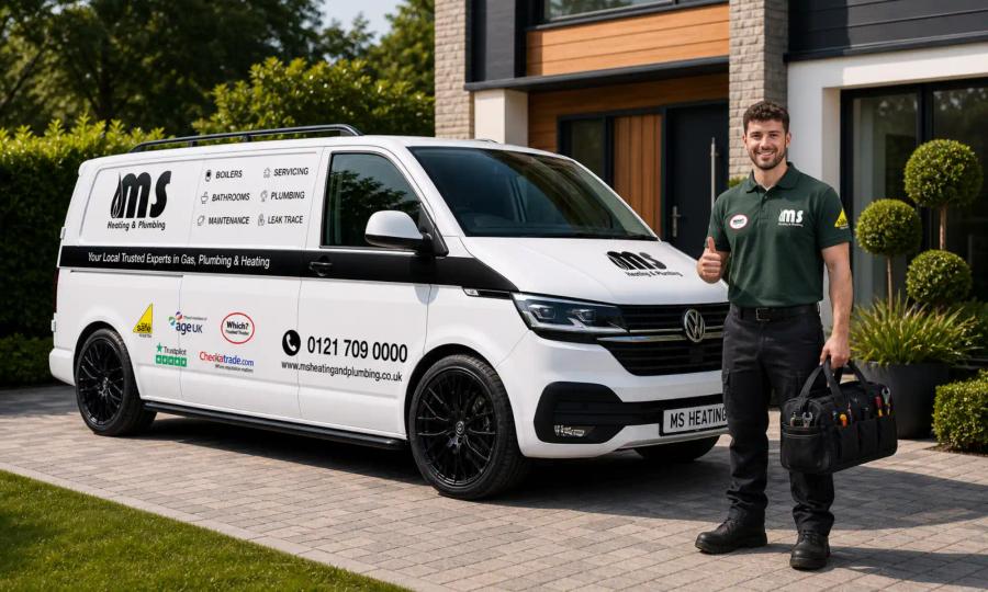 Engineer with the MS HEATING AND PLUMBING van