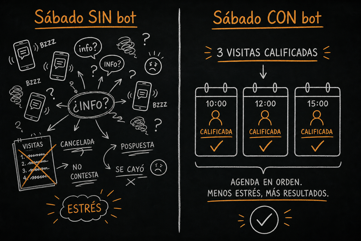 Sábado sin bot vs sábado con bot: visitas calificadas en el calendario