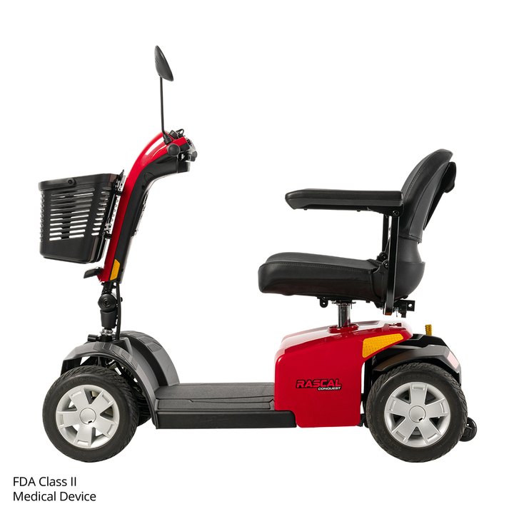 Red Rascal Conquest 4-Wheel Mobility Scooter side view