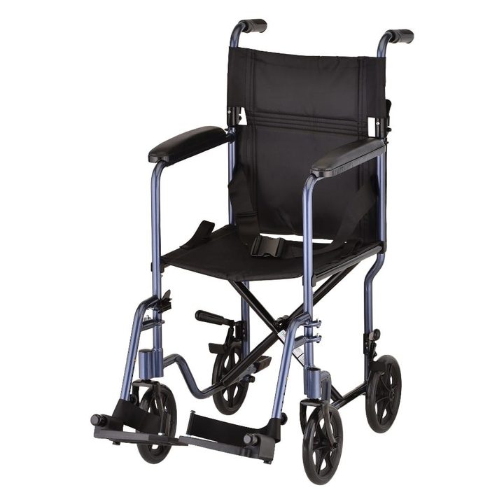 Lightweight Transport Chair – 17 in swing away foot rest FULL LENGTH ARMS Item #_ 327B