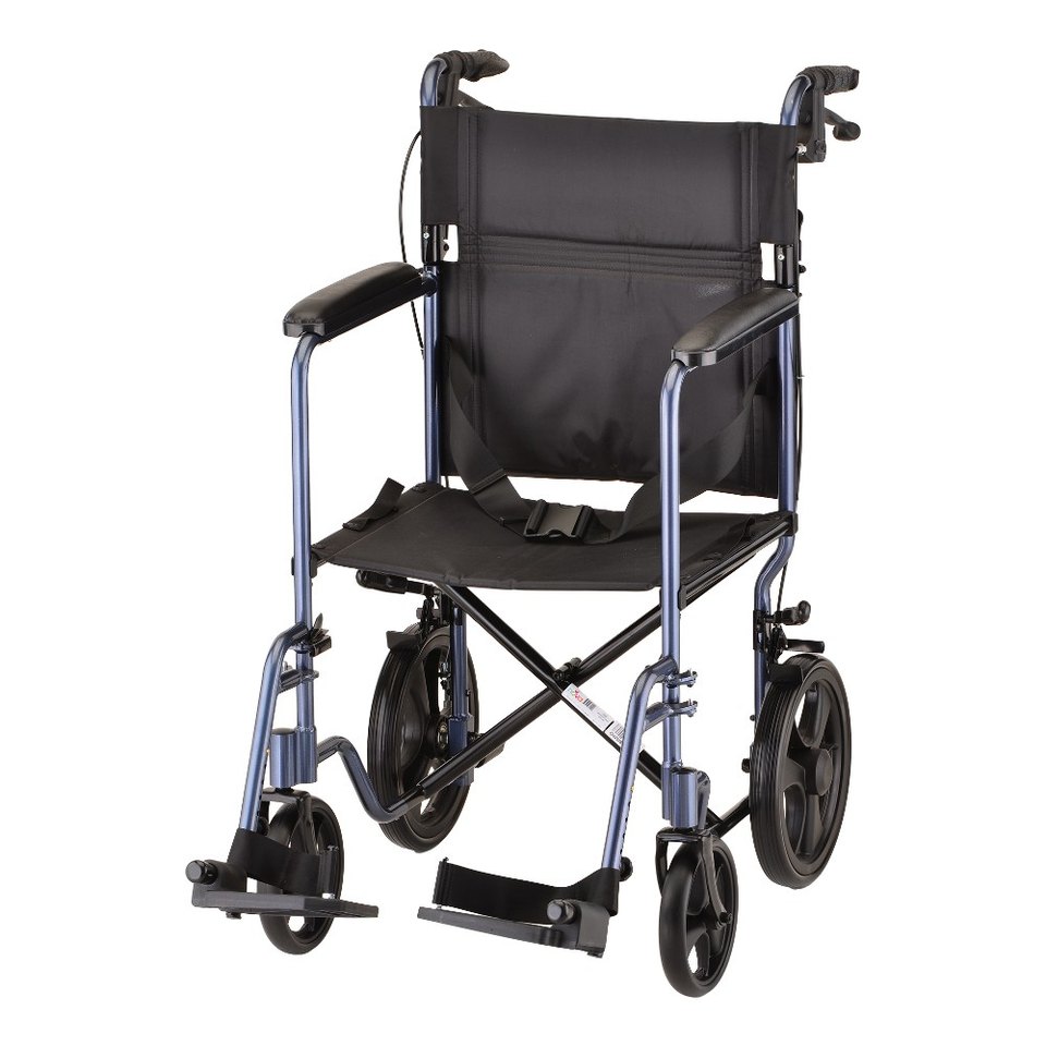 Lightweight Transport Chair with Hand Brakes – 19 with Swing Away Footrests Item #_ 330B