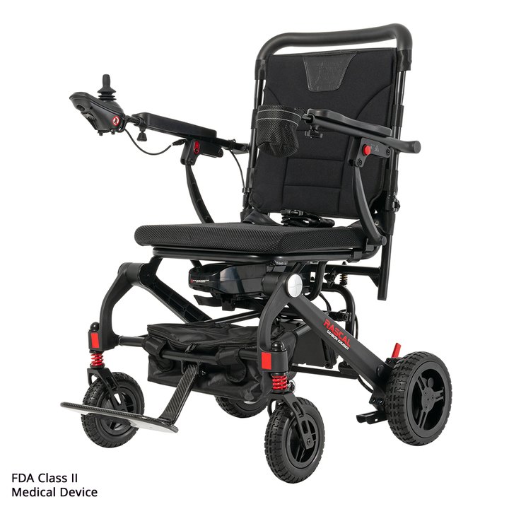 Rascal Carbon Cruiser electric wheelchair, opposite front three-quarter view