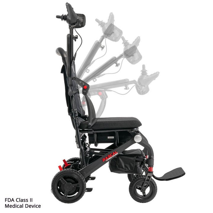Rascal Carbon Cruiser opposite side view showing flip-up armrest positions