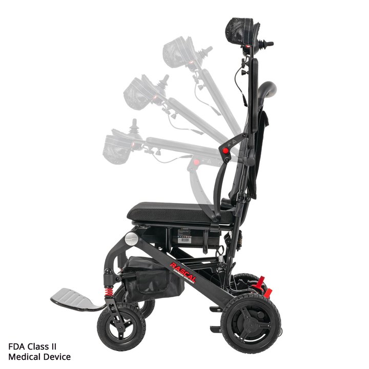 Rascal Carbon Cruiser side view showing flip-up armrest positions