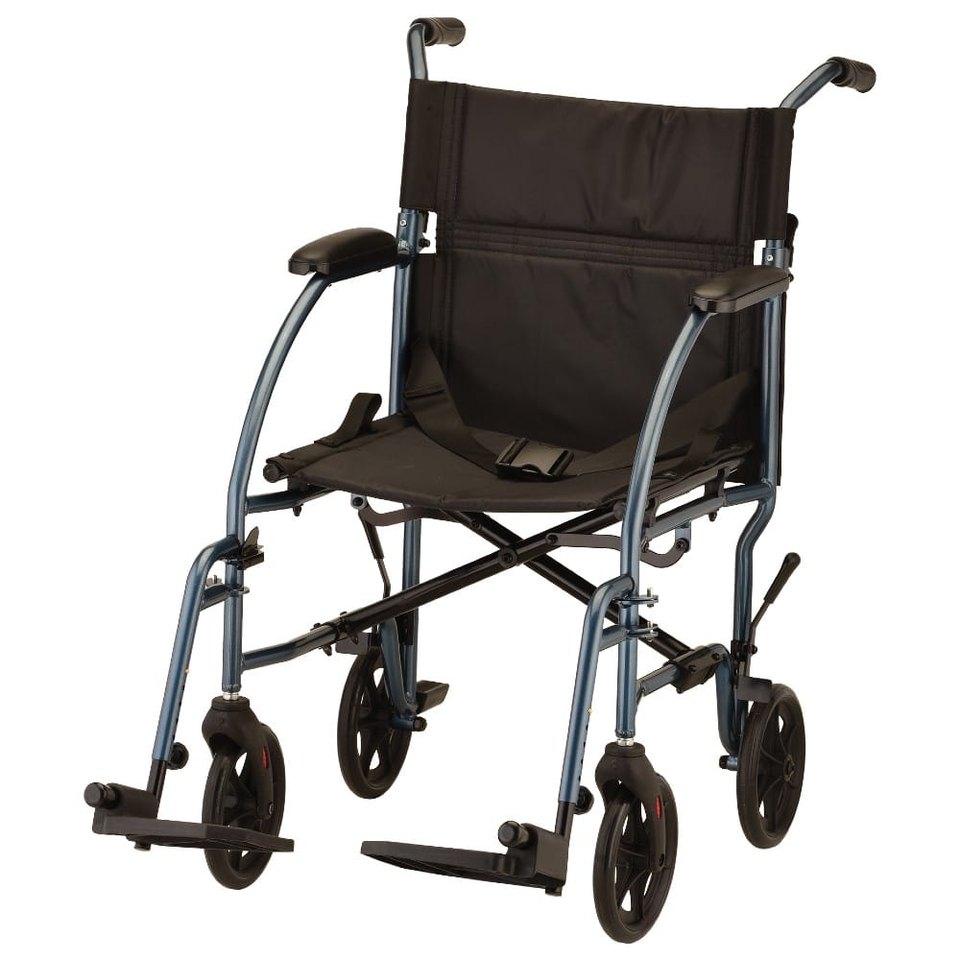 Ultra Lightweight Transport Chair 19 with Swing Away Footrest DESK ARMS Item 379B