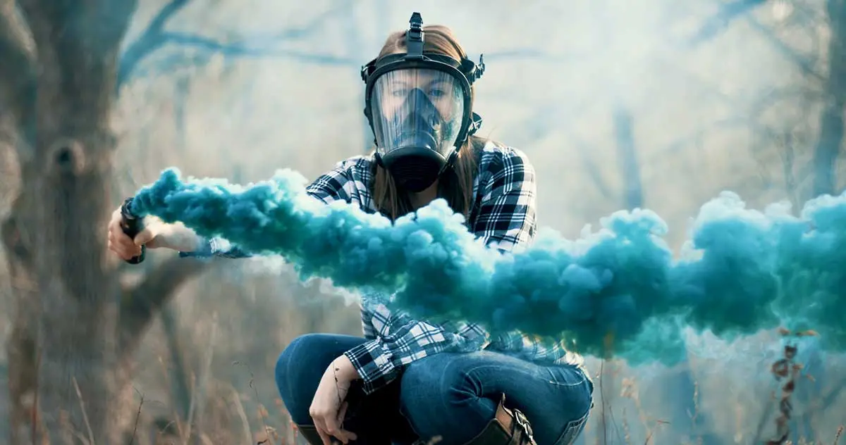tear gas mask smoke
