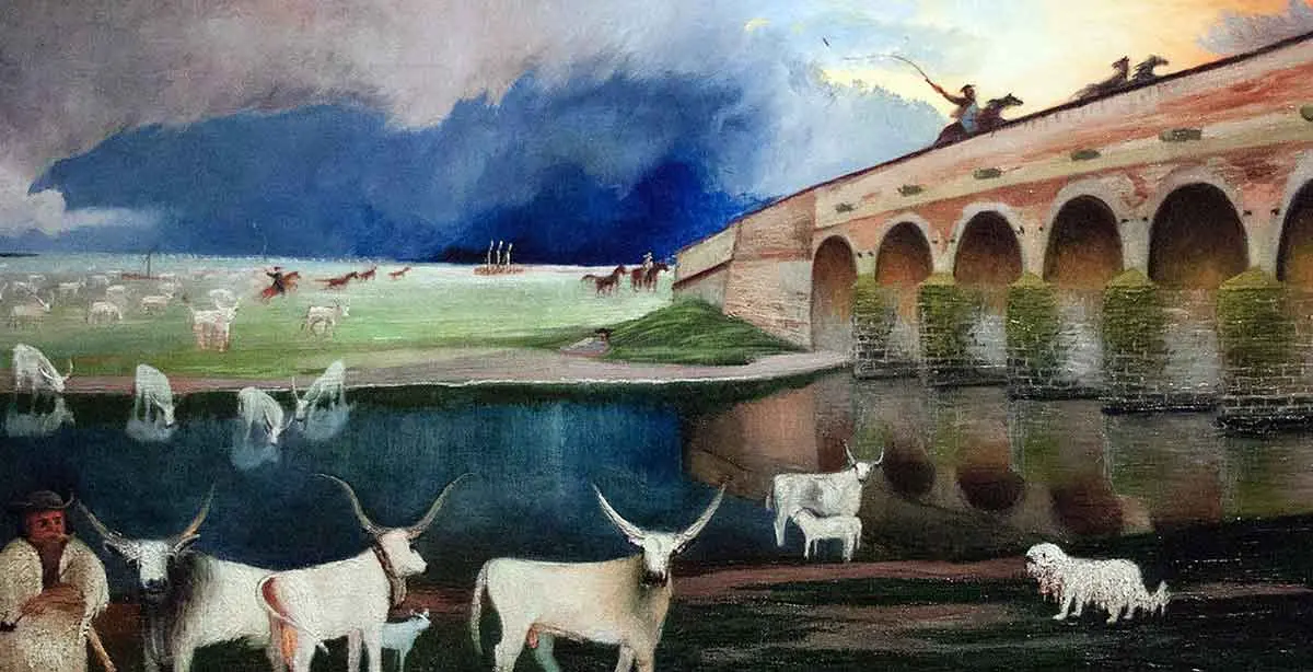 painting of komonor with cattle