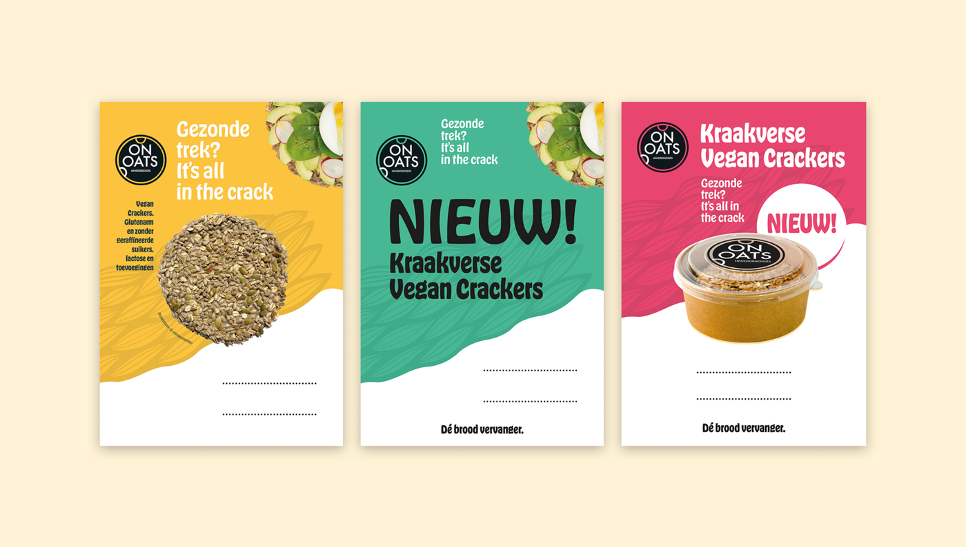 Drie verpakkingsontwerpen voor havercrackers