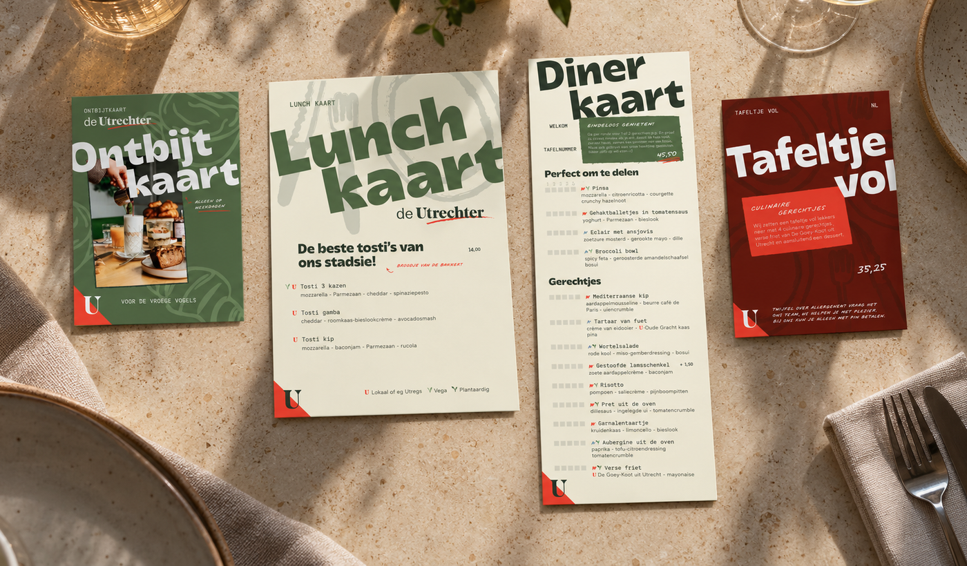 Menukaarten liggen op tafel