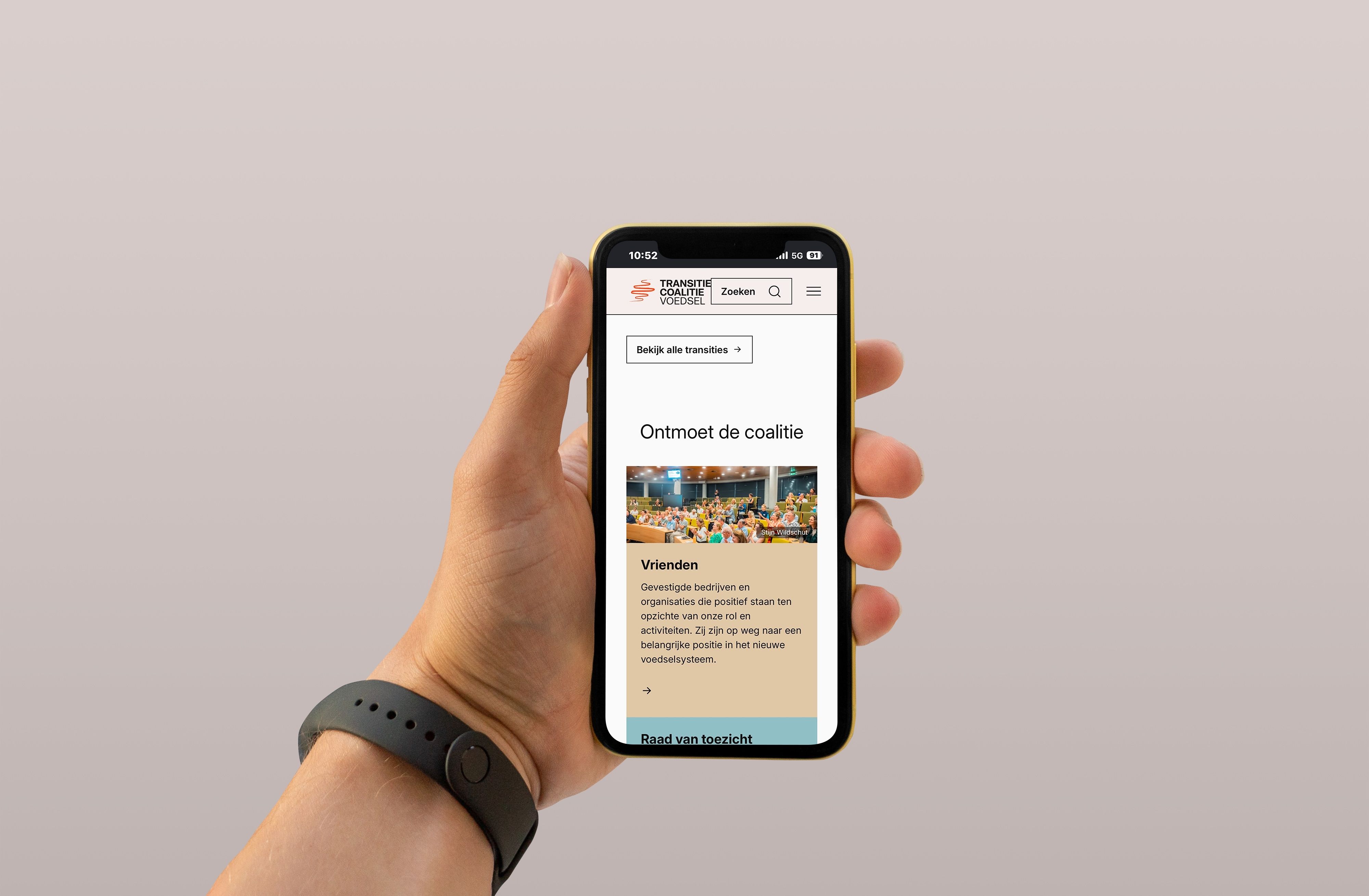 Website op mobiel