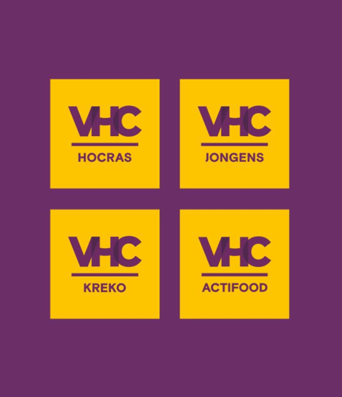 Logo's van vier partners binnen VHC Groep
