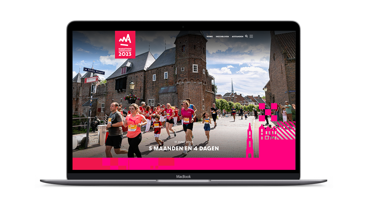 Website van Marathon Amersfoort op een laptop