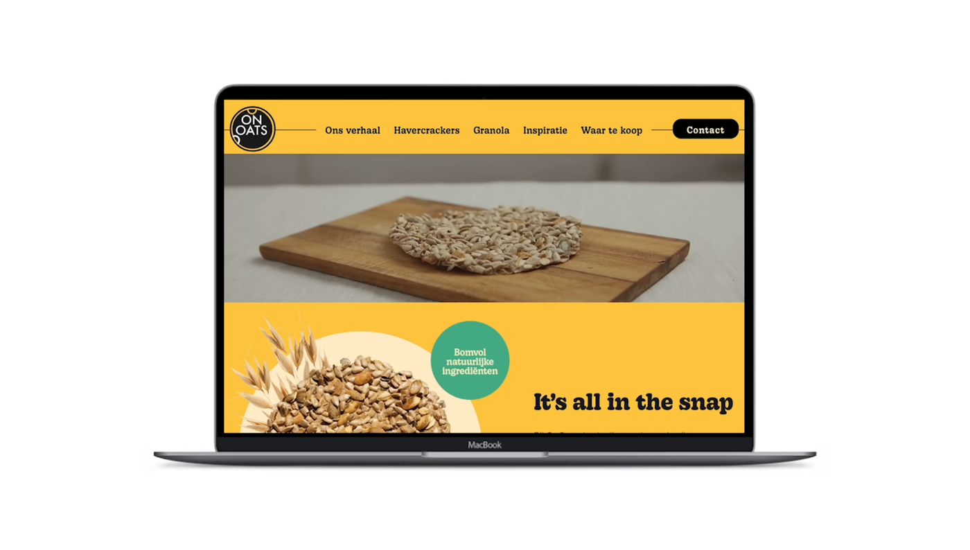 Website van On Oats op een laptop