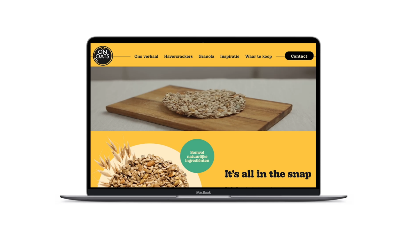 Website van On Oats op een laptop