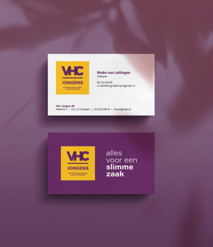 Visitekaartjes in de huisstijl van VHC Jongens