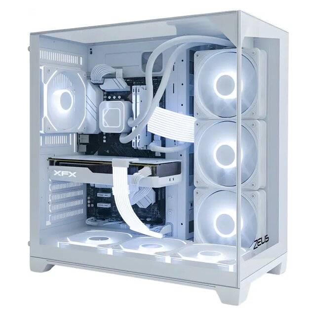 Zeus Z9 Pro Glass 4-Fan RGB Case (White)