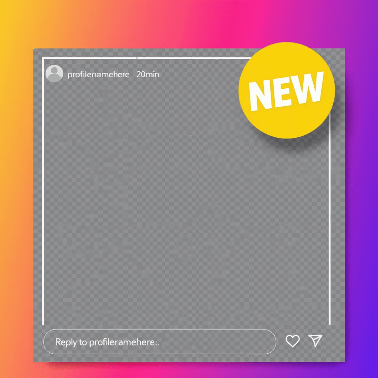 Mockup Instagram Stories z żółtą odznaką NEW