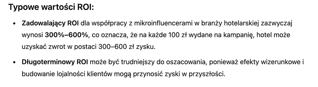 Typowe wartości ROI dla współpracy z mikroinfluencerami w branży hotelarskiej