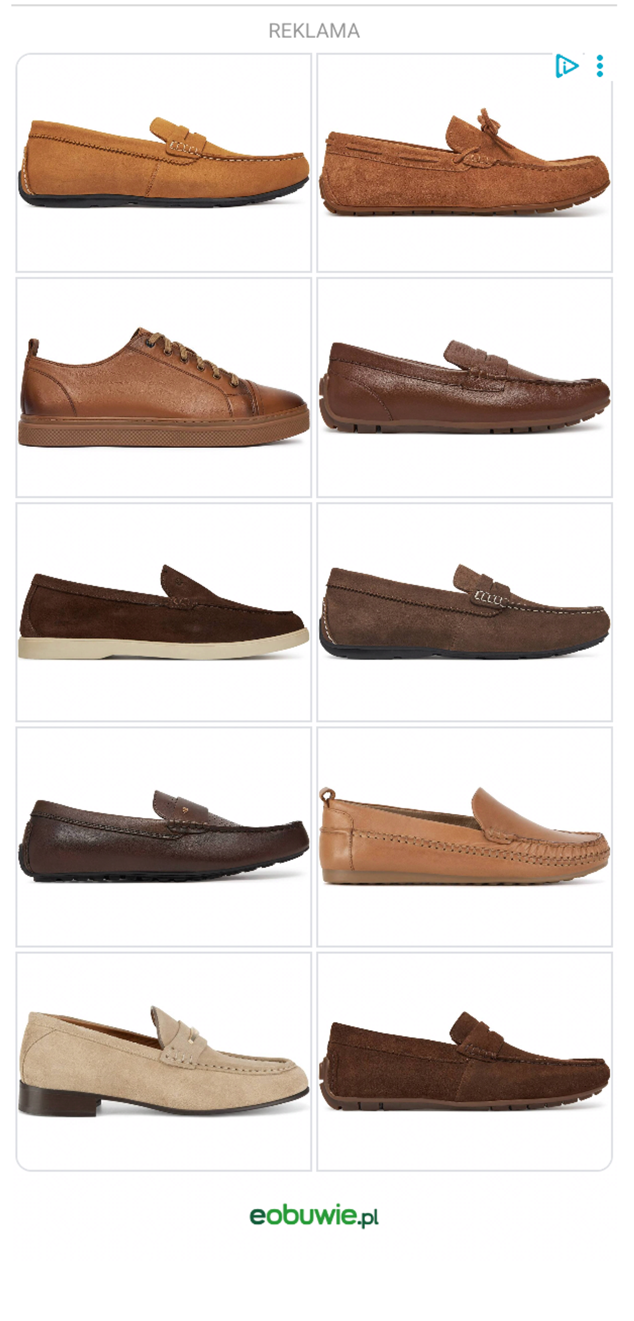 Reklama displayowa eobuwie.pl – siatka 12 par mokasynów