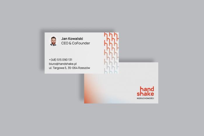 Wizytówka Handshake z imiennym zdjęciem i autorskim wzorem z liter „h"