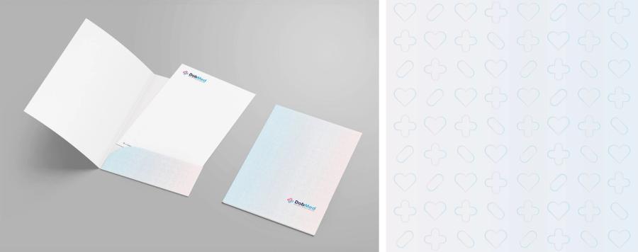 Teczka i papier firmowy Rodzinnego Centrum Medycznego DobMed