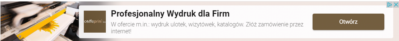 Statyczna reklama remarketingowa po odwiedzeniu strony drukarni Caffeprint