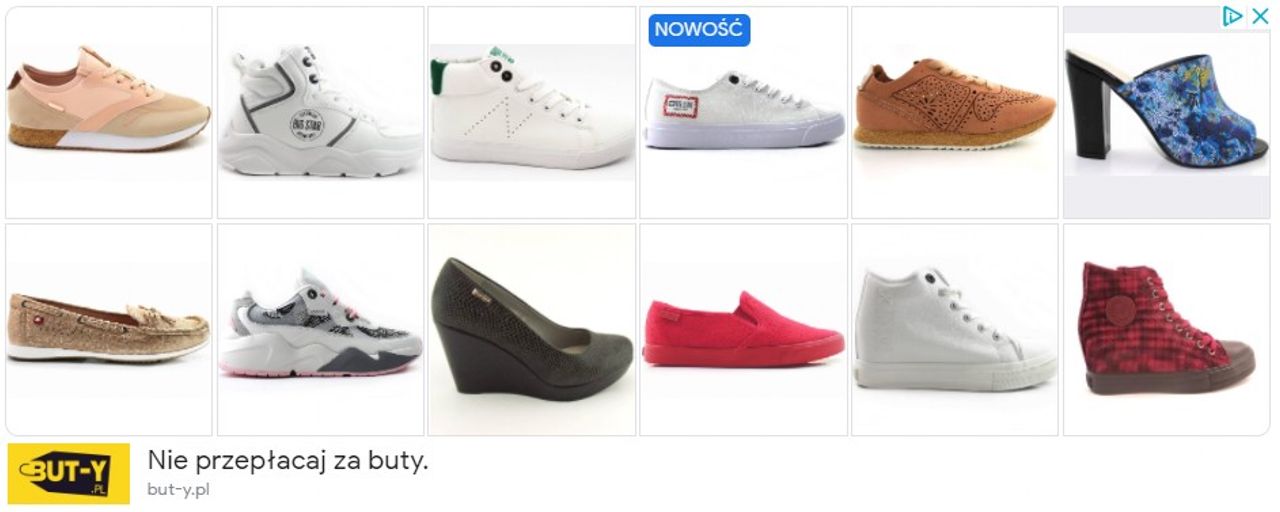 Przykładowa reklama produktowa Google Ads w sieci reklamowej