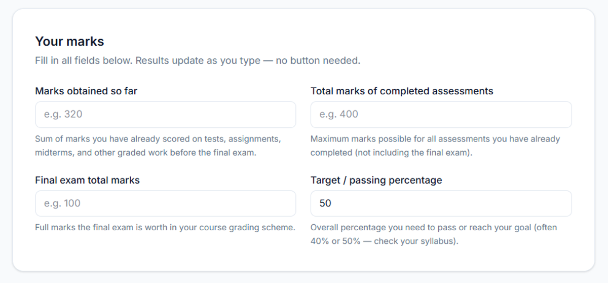 Image shows the Edutoolshub Final Grade Calculator