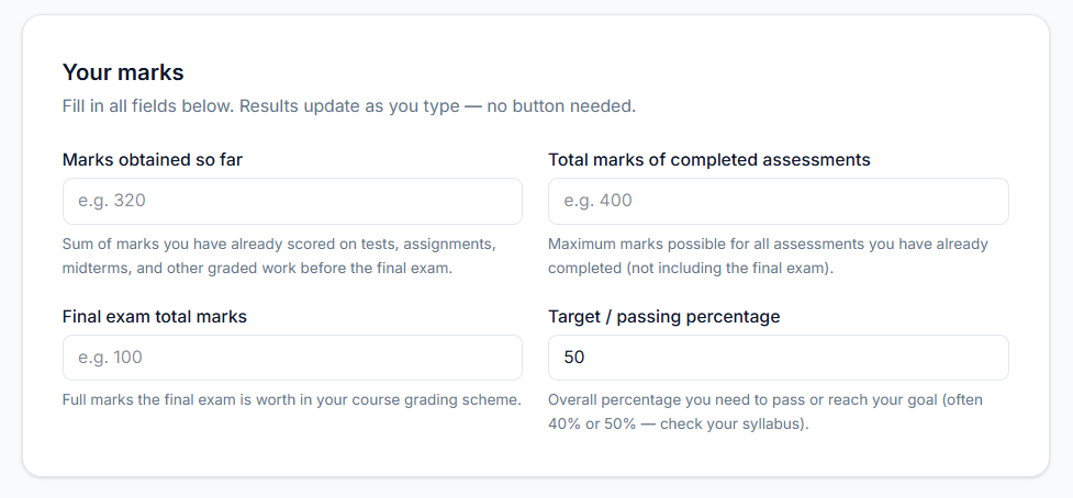 Image shows the Edutoolshub Final Grade Calculator