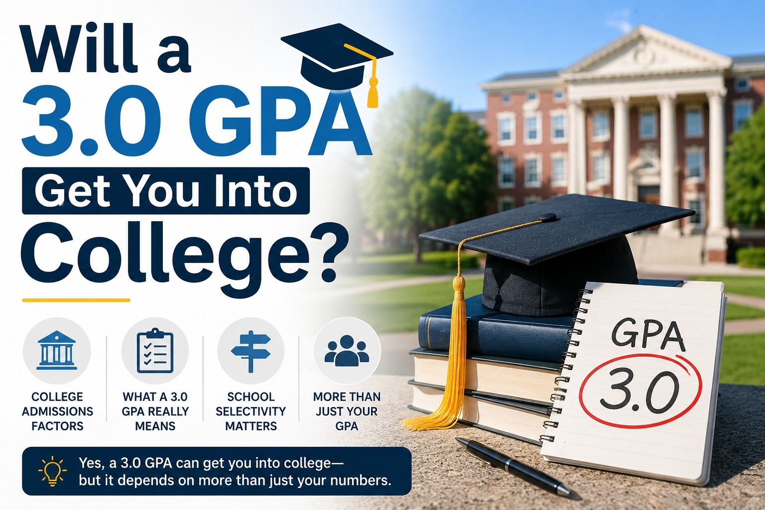 3.0 GPA college admission guide and university eligibility