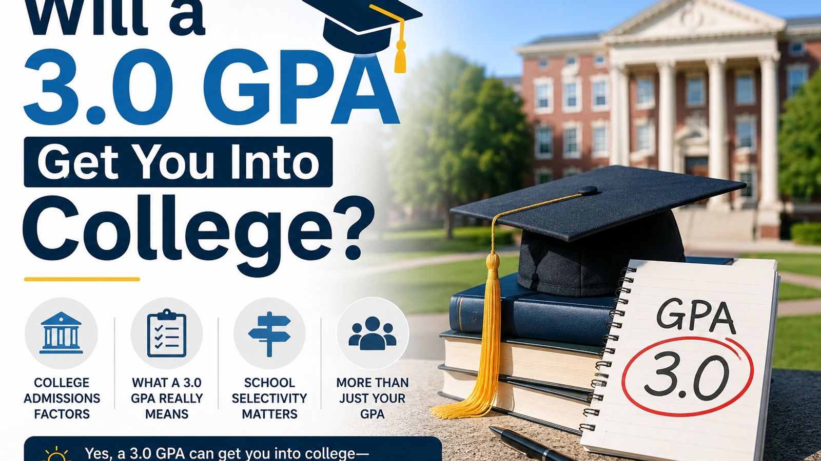 3.0 GPA college admission guide and university eligibility
