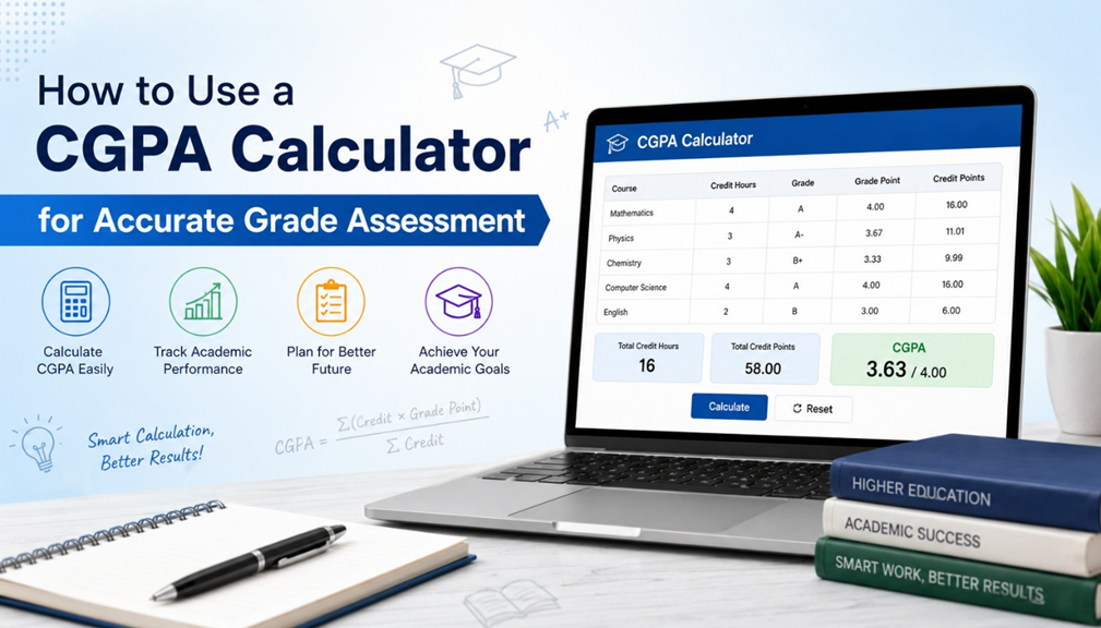 Infographics shows GPA/CGPA Calculator for accuarte results