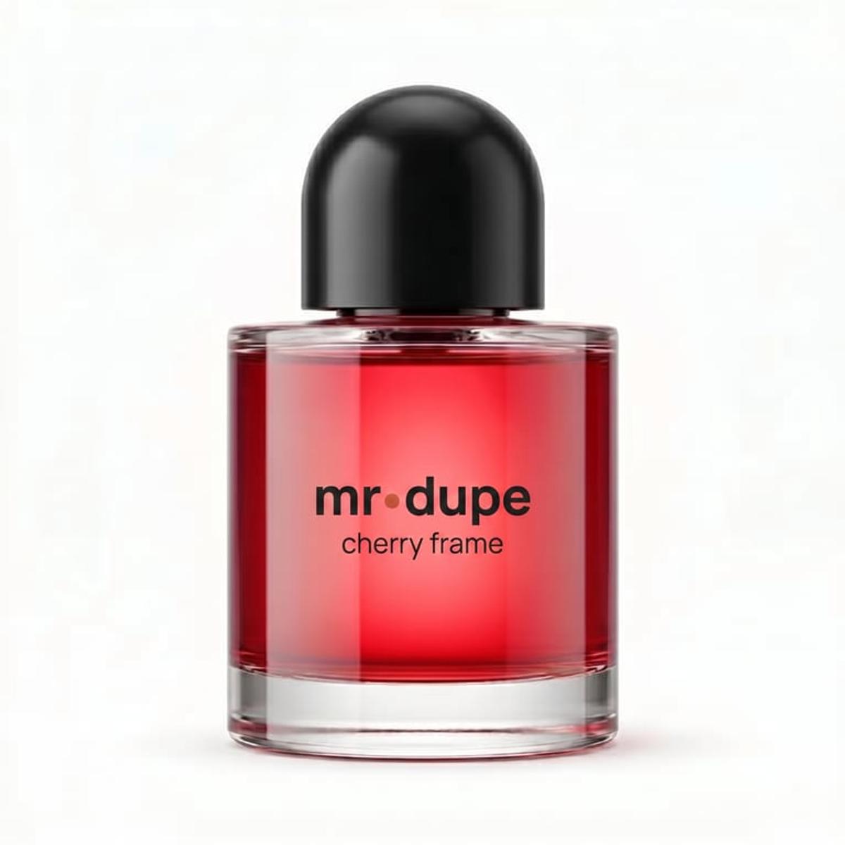 a mr. dupe perfume bottle on a clean studio background