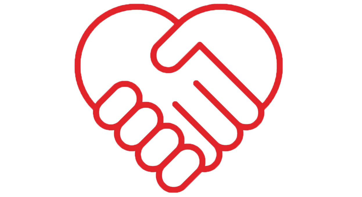 shaking hands forming a heart icon