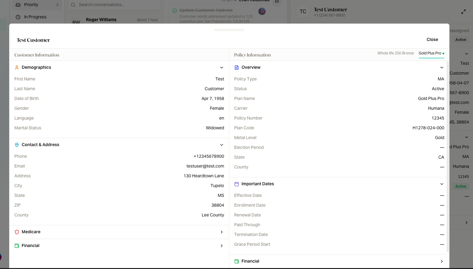 Member and plan data are always in view.