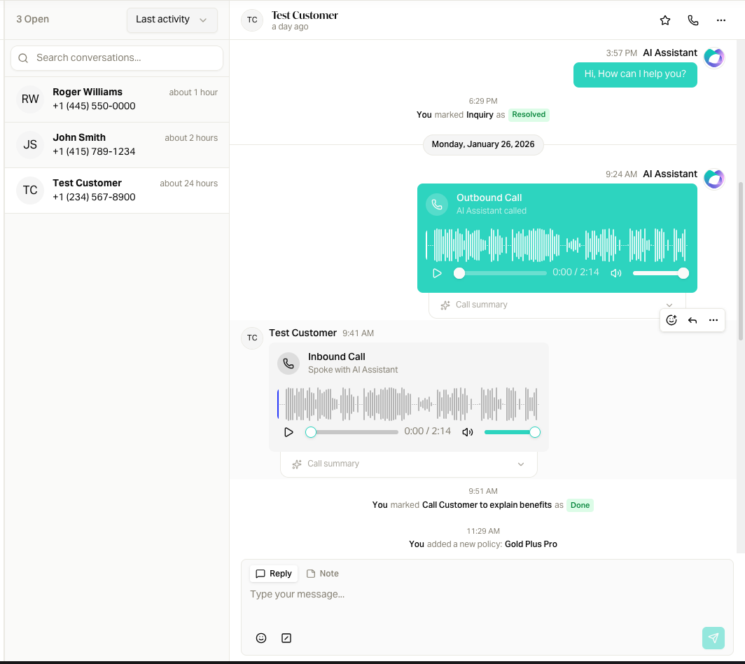Every call and message is captured.