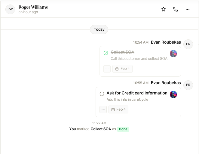 Tasks are created and completed where work happens