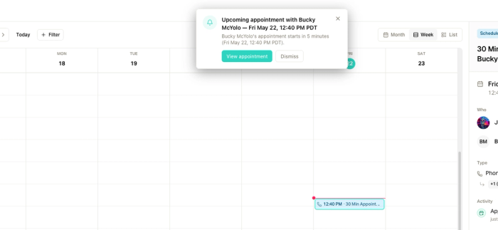 Upcoming appointment Screenshot