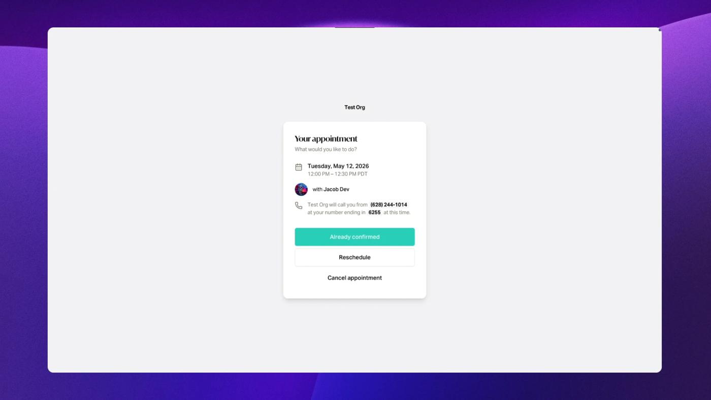 Customer Appointment page