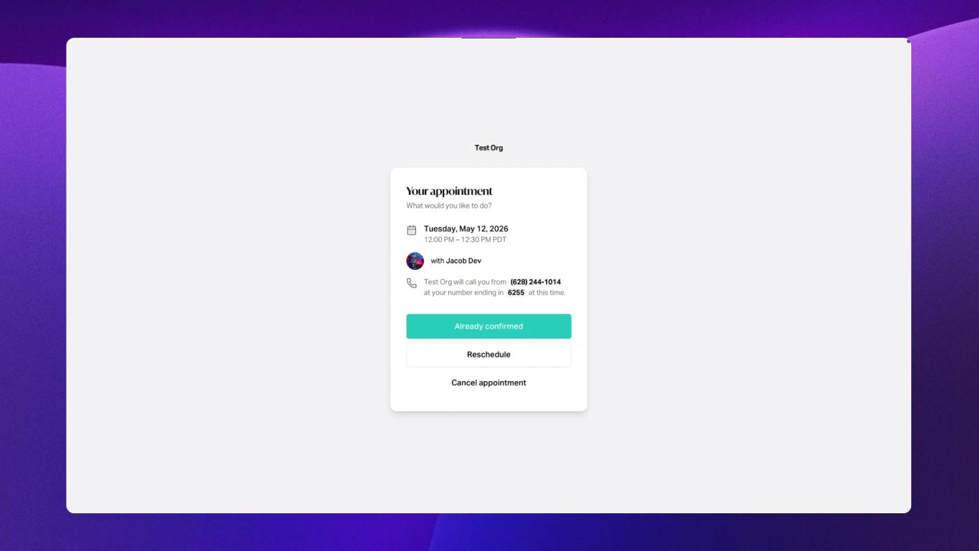 Customer Appointment page